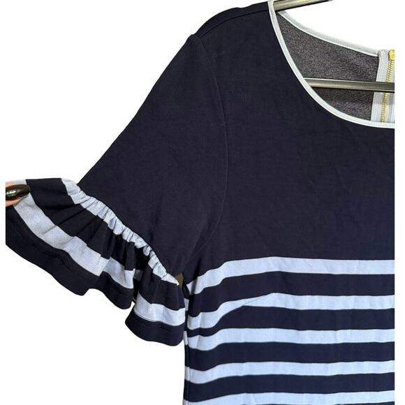 Sail To Sable NWOT Striped Tee Shirt Dress Ruffle Short Sleeve Blue Size Large - Picture 3 of 12